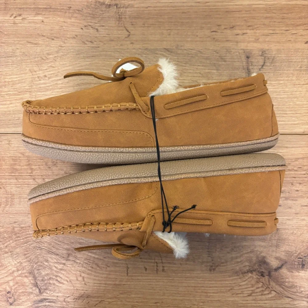 NEW NORDSTROM RACK Dutton Faux Shearling Slippers Chestnut Tan Women Size S 7-8